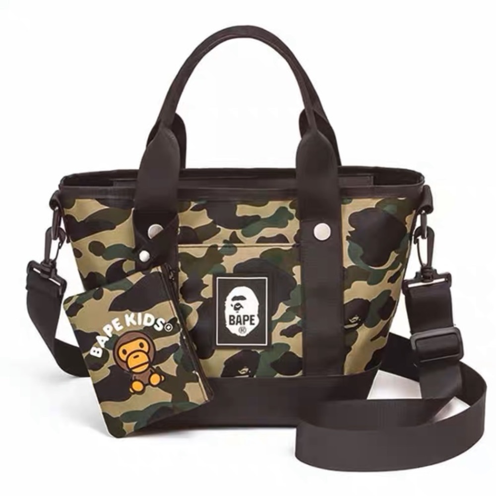 Bundle of A Bathing Ape Bags Bape Camo mini tote and Bape card holder